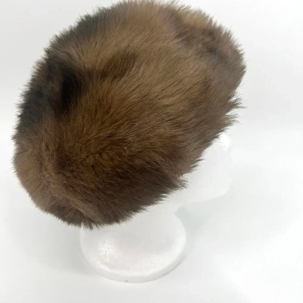 Vintage 60s Womens Faux Mink Fur Pillbox Hat Lined Fascinator - Picture 2 of 6
